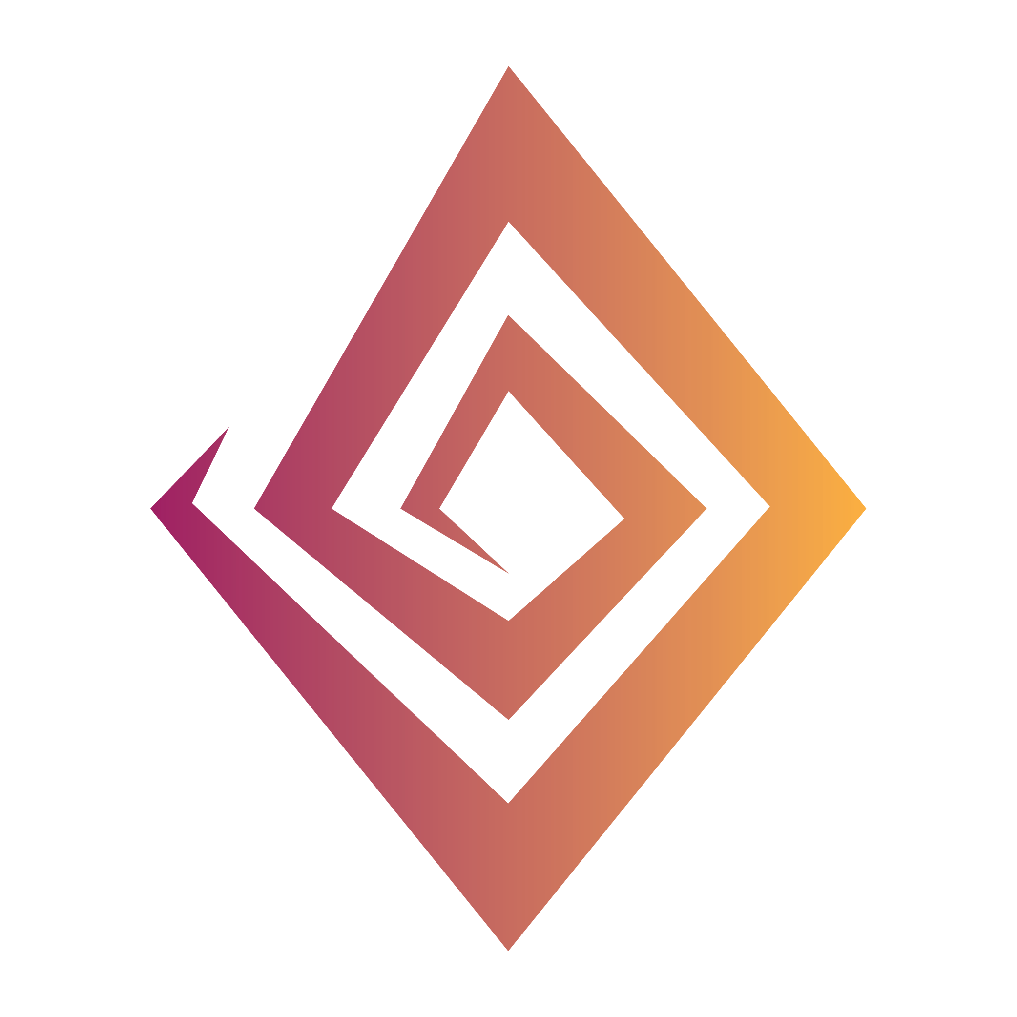 The logo's icon: a spiral-shaped diamond in a gradient from deep pink to orange.
