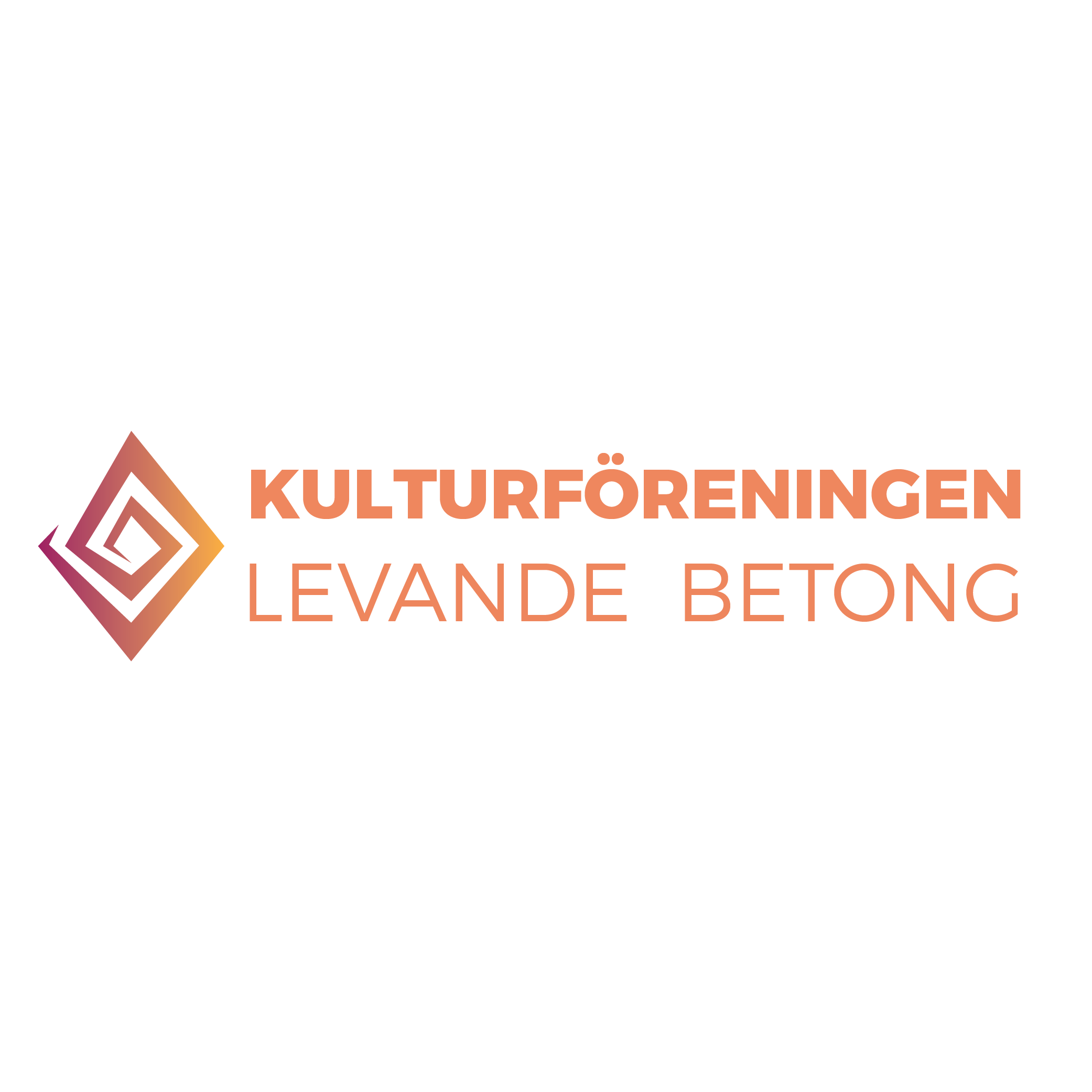 Horizontal logo: the diamond on the left and the name Kulturföreningen Levande Betong on two lines to the right.